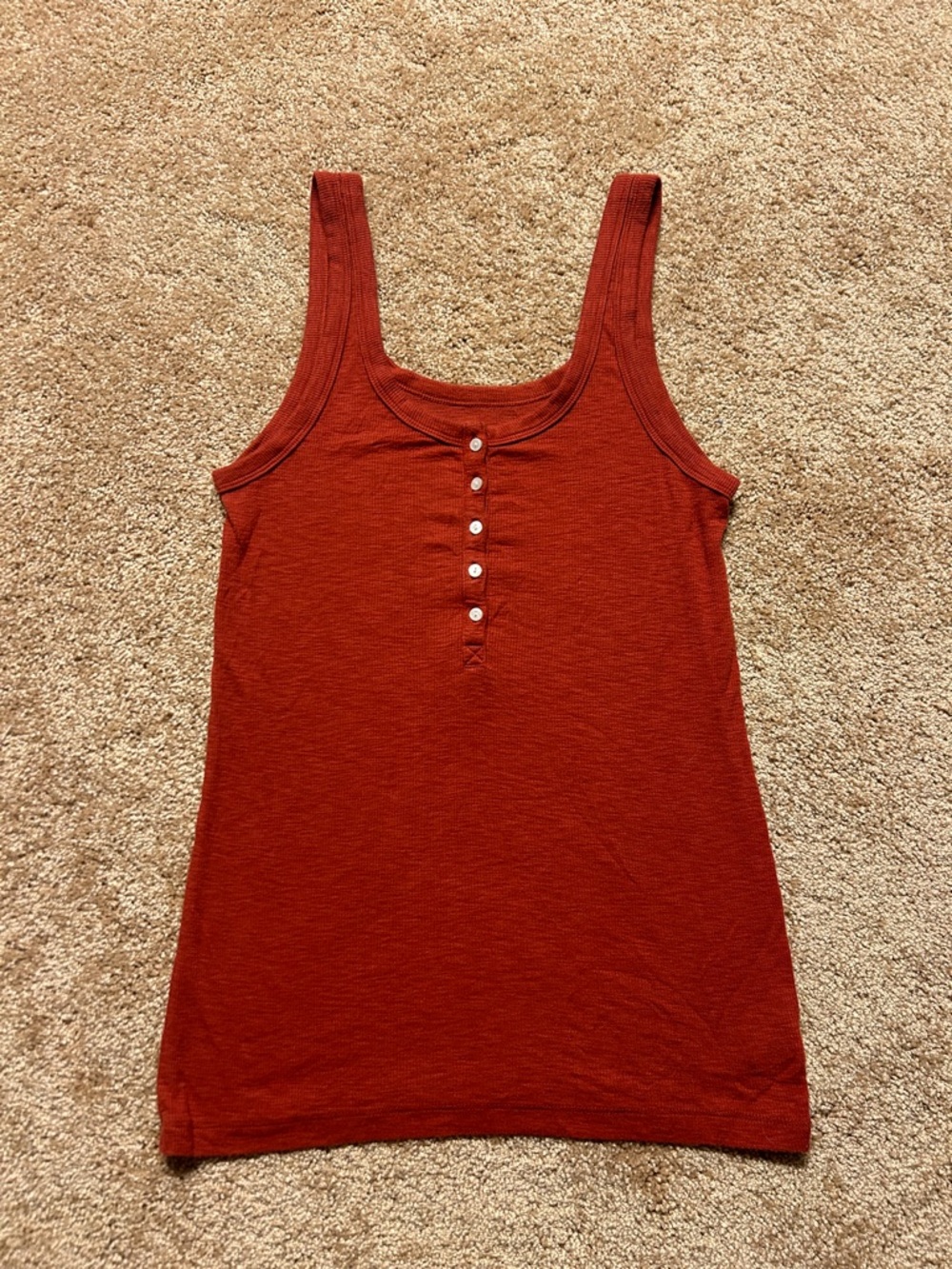 Aerie Ribbed Henley Tank Top - Rust